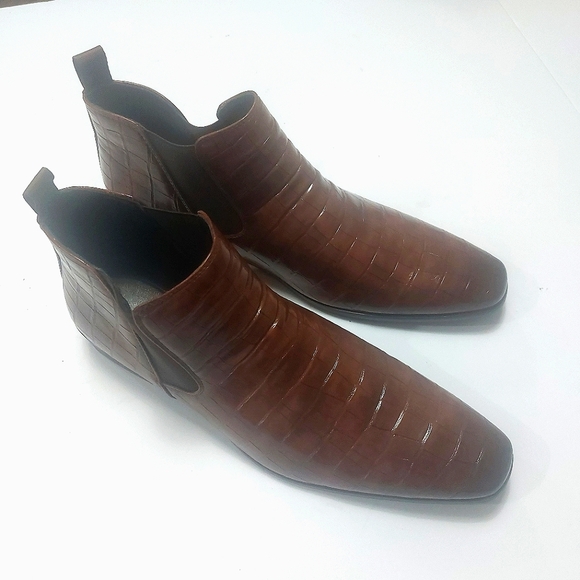 Elegant Brown Leather Men's Shoes Size 48 NWNB